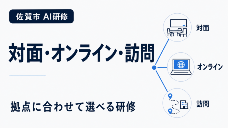 佐賀市AI研修の対面・オンライン・訪問対応を表したサムネイル