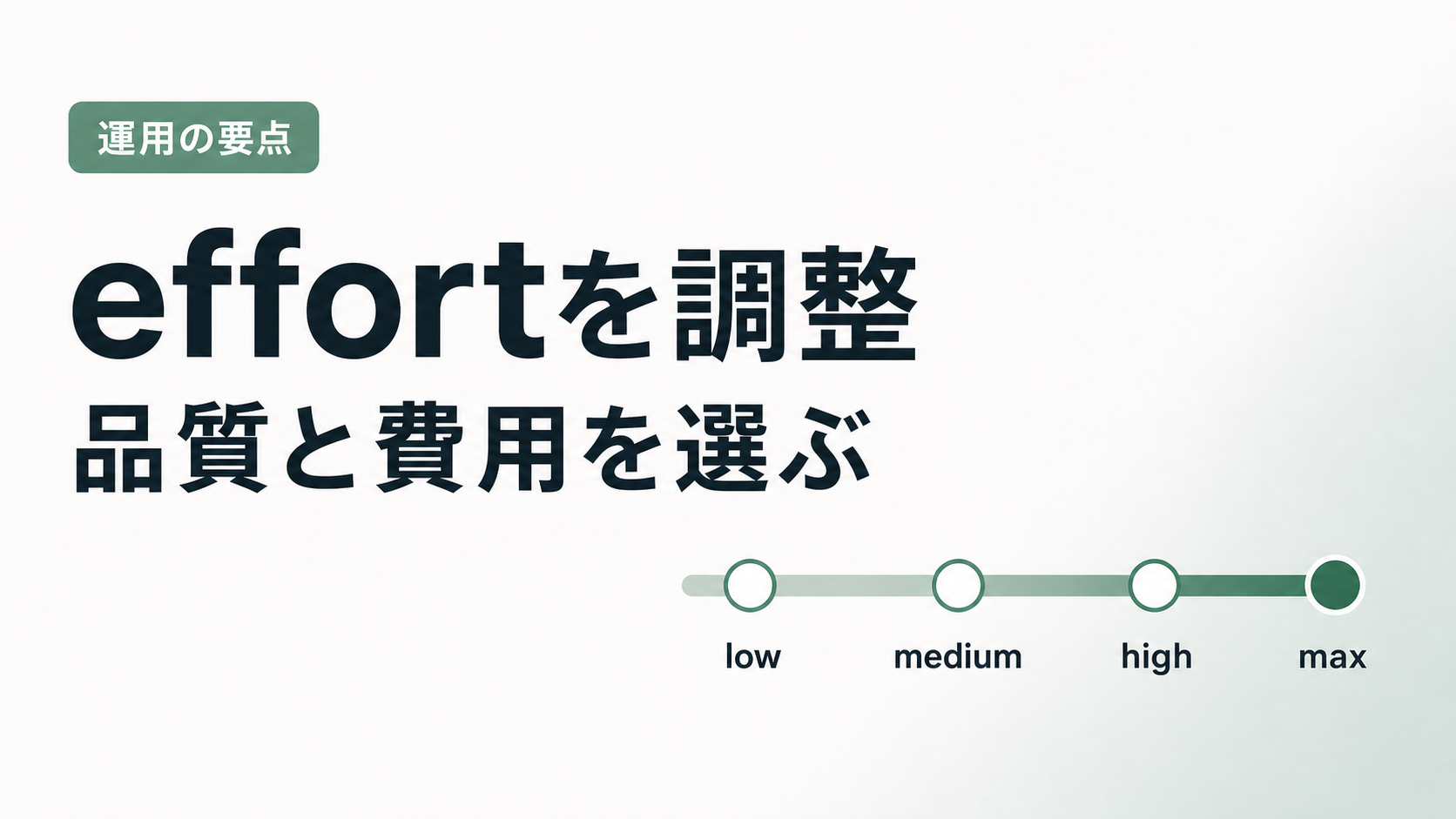 Claude Opus 5のeffort設定で品質と費用を調整するイメージ