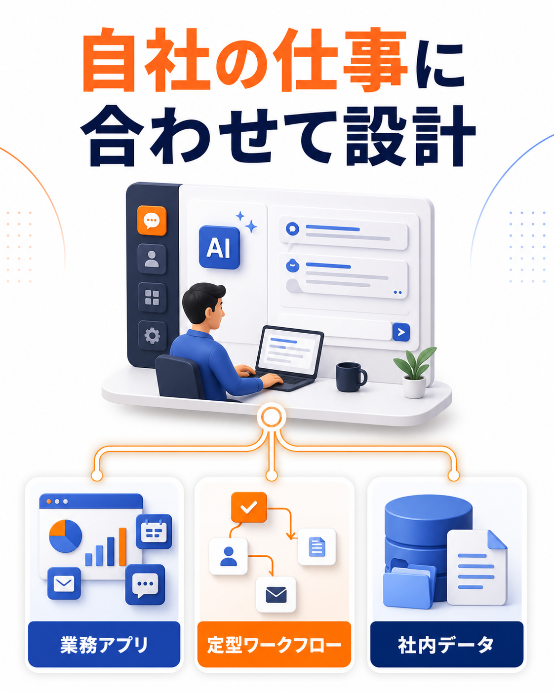 Cloudflare OSで業務アプリや定型ワークフローを作る場面のイラスト