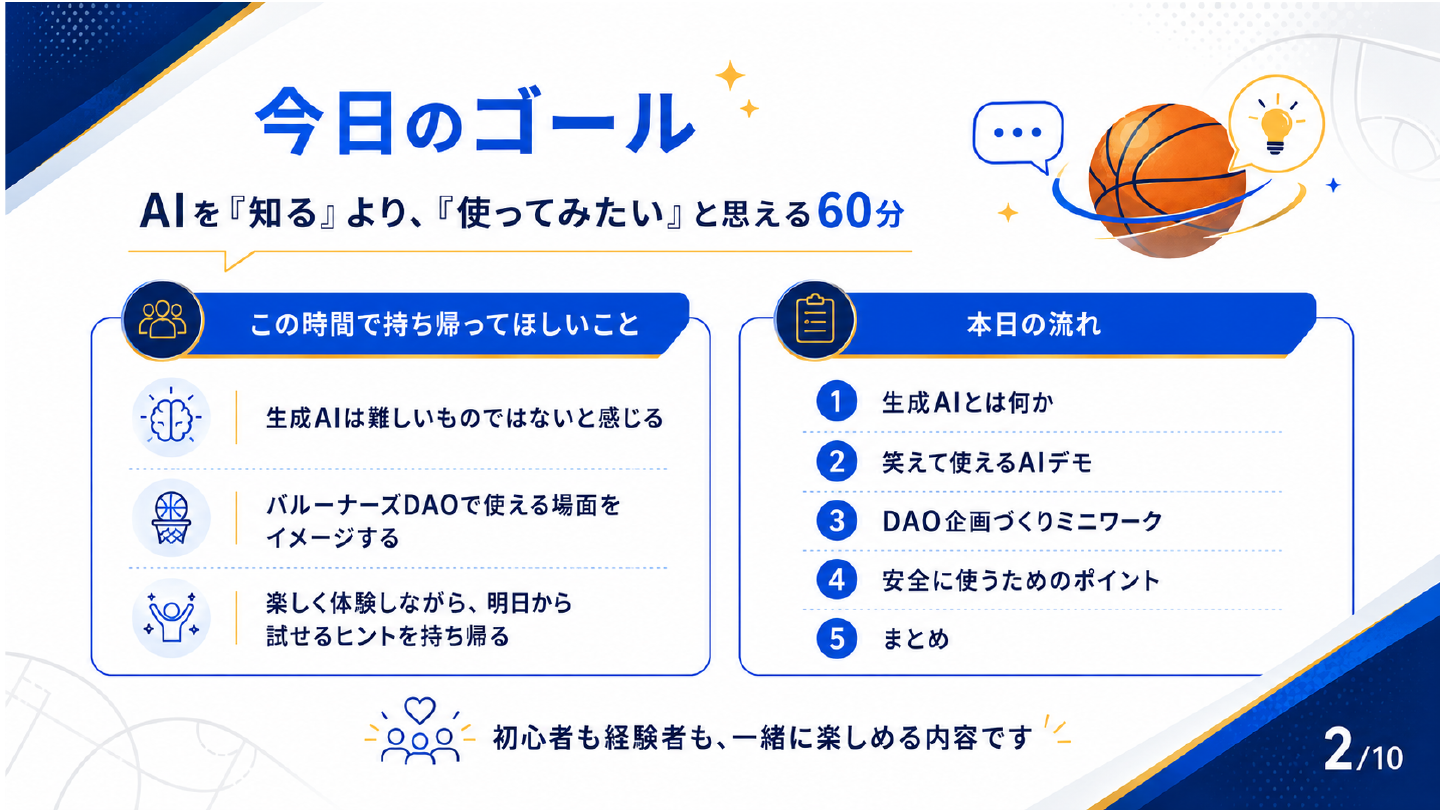 AIを知るより使ってみたいと思える60分のワークショップのゴール