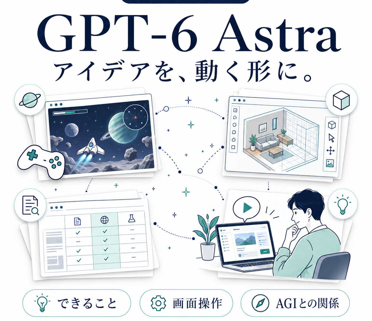 GPT-6 Astraの活用例・画面操作・AGIとの関係を紹介するサムネイル