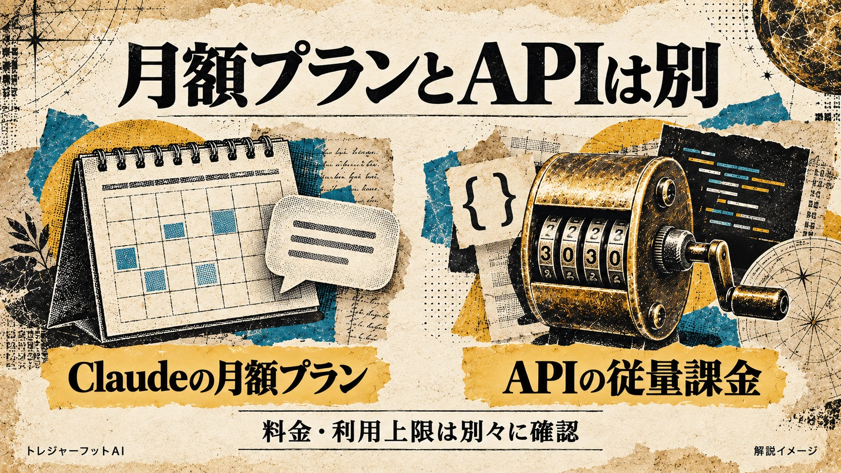 Claudeの月額プランとAPIの従量課金を分けて確認するための解説画像